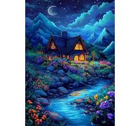 2000 Piece Jigsaw Puzzles for Adults, Educational Games, Difficult, Logic Puzzles, Moon Cottage River Puzzles for Adults, Puzzle 2000 Pieces