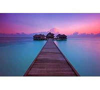 2000 Piece Jigsaw Puzzles for Adults Family Fun Jigsaws Puzzles 2000 Pieces Gifts for Men,Natural Scenery,Sunset,Ocean,pier,Resort,Maldives 70x100CM