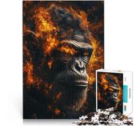 2000 Piece Jigsaw Puzzles for Adults Fiery Gorilla Portrait Denkspiel mit vollständig ineinander greifenden, zufällig geformten Teilen70x100cm