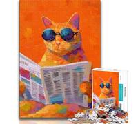 2000 Piece Jigsaw Puzzles for Adults Gifts Cat Reading A Newspaper,Challenging Game Toys Wall Decoration Unique Birthday And Xmas Gifts 70x100cm