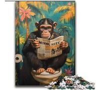 2000 Piece Jigsaw Puzzles for Adults Gifts Chimpanzee Reading A Newspaper for Age 14 Years And over Decompressing Intellectual Educational Toy Great Gift 70x100cm