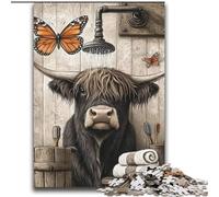 2000 Piece Jigsaw Puzzles for Adults Gifts Highland Cow in The Bathroom for Age 14 Years And over Decompressing Intellectual Educational Toy Great Gift 70x100cm