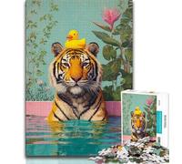 2000 Piece Jigsaw Puzzles for Adults Gifts Tiger Taking A Bath,Challenging Game Toys Wall Decoration Unique Birthday And Xmas Gifts 70x100cm