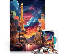 2000 Piece Jigsaw Puzzles for Adults “illustration of Las Vegas” Made of cardboard,for age 14+ Family Fun Wish List with Santa Claus。size:70x100cm/27.5x39.3inch