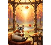 2000 piece Jigsaw Puzzles for Adults Impossible Hard Difficult Challenging Puzzle, jigsaws 2000 pieces for adults Fun Activity & Present for The Whole Family, Theme:Autumn Tea Cat