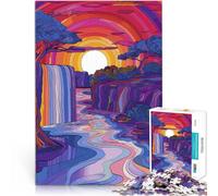 2000 Piece Jigsaw Puzzles for Adults Jigsaw Serene Waterfall Sunset Schwierig Schwer Geschenkideen70x100cm