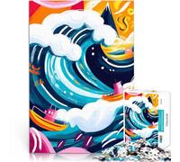 2000 Piece Jigsaw Puzzles for Adults Jigsaw Vivid Fauvist Vision of The Great Wave of Kanagawa Für Familienspaß Lustiges Geschenk70x100cm