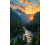 2000 Piece Jigsaw Puzzles for Adults, Jungle River Sunset 39.4x27.6 inch, Challenging Brain Teaser Puzzle, Premium Cardboard Hobby Gift for Adults & Seniors