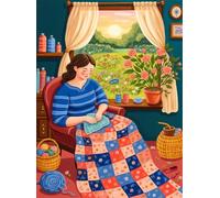 2000 Piece Jigsaw Puzzles for Adults Knitting Girl, Puzzles 2000 Pieces for Adults, 40x28 inch Difficult Jigsaw Puzzles with Letters on Back, Fun puzzle for Family Activity