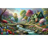 2000 Piece Jigsaw Puzzles for Adults,Landscape Bridge Houses,Challenging Art Puzzle with Poster, Stress Relief Game for Wall Decor, Birthday Gift for Men and Women (39.37 x 27.56 Inch)