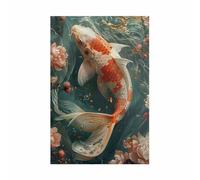 2000 Piece Jigsaw Puzzles for Adults Pink Lotus Koi Puzzle Fun Challenges Perfect for Relaxation Letter Printed on Back Interlock Perfectly No Dust for Men Women Elders Seniors 39.4 x 27.6 inch