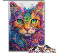 2000 Piece Jigsaw Puzzles for Adults Psychedelic Cat Learning Educational Toys Family Games Enhance Love between Couples 70x100cm