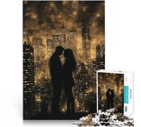 2000 Piece Jigsaw Puzzles for Adults Silhouettes in the City, Couple in Golden Monochrome DIY-Spielzeug Wohnkunstdekor70x100cm