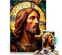 2000 Piece Jigsaw Puzzles for Adults Stained Glass Jesus Made of cardboard for and from 14 years and over Educational games Secret Santa Gifts。size:70x100cm/27.5x39.3inch