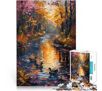 2000 Piece Jigsaw Puzzles for Adults teenagers Ducks in Floral River Made of cardboard Suitable for people aged 14 and above Educational Game Challenge Toy Great gift for gaming。size:70x100cm