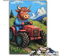 2000 Piece Jigsaw Puzzles for Adults & Teens Highland Cattle Driving A Tractor Artistic Wall Decor & Birthday Gift Idea for Friends, Home Office 70x100cm