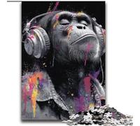 2000 Piece Jigsaw Puzzles for Adults & Teens Monkey with Headphones Artistic Wall Decor & Birthday Gift Idea for Friends, Home Office 70x100cm