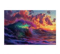 2000 Piece Jigsaw Puzzles for Adults, Waves Puzzles for Adults, Gift for Women, Men, Christmas, Family Wooden Puzzle Educational Games, Challenging Adult Jigsaws, Box Packaging, Sunset Pattern, S-23