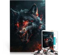2000 Piece Jigsaw Puzzles for Adults wild evil black wolf Made of cardboard for and from 14 years and over Brainteaser Family Games Christmas Birthday Gifts 。size：70x100cm/27.5x39.3inch