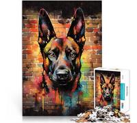 2000 Piece Jigsaw Puzzles for teenagers Belgian Malinois Graffiti Hands-on-Spiel mit passendem Poster und Quizblatt70x100cm