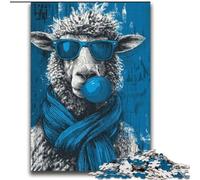 2000 Piece Jigsaw Puzzles for Teenagers Blue Alpaca,Stress Reliever Staycation Kill Time Enhance Love between Couples 70X100cm