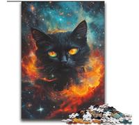 2000 Piece Jigsaw Puzzles for Teenagers Cosmic Flame Black Cat Artistic Wall Decor & Birthday Gift Idea for Friends, Home Office 70x100cm