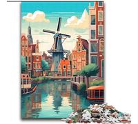 2000 Piece Jigsaw Puzzles for Teenagers Gifts Amsterdam Windmill Travel, Game Toys Every Piece Is Unique - Challenging Family Fun Game for for Age 14 70x100cm