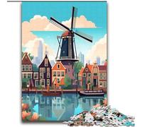 2000 Piece Jigsaw Puzzles for Teenagers Gifts Amsterdam Windmill Travel, Game Toys Every Piece Is Unique - Challenging Family Fun Game for for Age 14 70x100cm