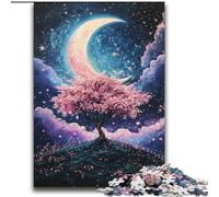 2000 Piece Jigsaw Puzzles for Teenagers Gifts Cherry Blossom Trees Under The Moon,Challenging Game And Family Play with Matching Poster And Trivia Sheet 70x100cm