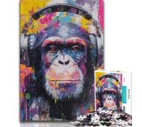 2000 Piece Jigsaw Puzzles for Teenagers Gifts Gorilla with Headphones,Learning Educational Toys Family Games Educational Game for Birthday,Chrismas 70x100cm
