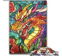 2000 Piece Jigsaw Puzzles for Teenagers Stained Glass Dragon Help The Brain Exercise Addictive Toys to Cultivate Patience Perfect Decoration 70x100cm