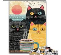 2000 Piece Jigsaw Puzzles for Teenagers Three Cats Drinking Coffee Educational Family Game Is Ideal As Gifts for The Whole Family for 14+ 70x100cm