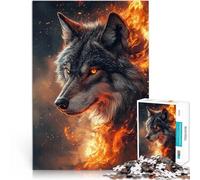 2000 Piece Jigsaws for Adults Fiery Wolf Portrait Made of cardboard，Suitable for ages 14 and up Stress Relief great gift。size：70x100cm/27.5x39.3inch