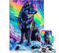 2000 Piece Jigsaws for Adults Puzzle Wolf Under Aurora Borealis Denkspiel Lustige Aktivitäten für zu Hause, Geburtstagsgeschenk, Reisegeschenk,70x100cm