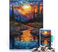 2000 Piece Jigsaws for Adults Stained Glass Sunset Mountains Stressabbau Einzigartige Geburtstags- und Geschenkideen70x100cm
