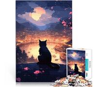 2000 Piece Jigsaws for teenagers The Moon Night Cat Japan Familienaktivität Künstlersammlung, Bildende Kunst70x100cm