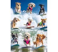 2000 Piece Puzzle for Adults - Adorable Surfing Dogs in Colorful Life Vests - Vibrant Beach Scene Jigsaw Puzzle - Challenging 2000 Pieces Puzzle Gift for Dog Lovers & Surfers - 39" x 28"