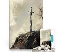 2000 Piece Puzzle For Adults Lonely Knight Sword Scenic Familienspiel für und mit passendem Poster und Quizblatt70x100cm