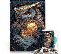 2000 Piece Puzzle For Adults Owl and Full Moon Made of cardboard,for and 14 years and over Hands-on Game Christmas game Gifts 。size:70x100cm/27.5x39.3inch