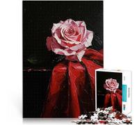 2000 Piece Puzzle For Adults Single Pink Rose on Red Fabric Hands-on-Spiel denn eignet sich ideal als Geschenk für die ganze Familie70x100cm