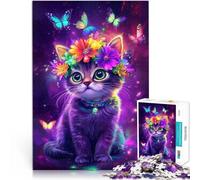 2000-piece puzzle for teenagers butterfly and cat Made of cardboard，Suitable for ages 14 and up unique challenge game Improving love between couples。size：70x100cm/27.5x39.3inch
