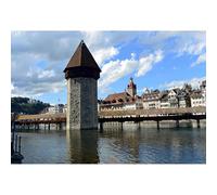 2000-Piece Puzzle, Lucerne Switzerland - Chapel Bridge and Water Tower Landscape Puzzle
