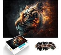 2000 Piece Puzzles for Adults Tiger made by fire Made of cardboard Suitable for people aged 14 and above Home Decoration game Toys Christmas game Presents for Women。size：70x100cm/27.5x39.3inch