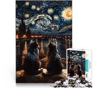 2000 Piece teenager Puzzles Cats And The Starry Night Pädagogisches Familienspiel Wunschliste mit dem Weihnachtsmann70x100cm
