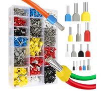 2000 Piece Wire End Ferrules Set, 0.5 mm² - 10 mm² Twin Wire End Ferrules and Single Line Ferrules Set, Twin Wire End Ferrules Set with Assortment Box, Wire End Ferrules Assortment for Wire Connection