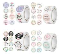 2000 Pieces/4 Rolls Thank You Round Stickers Self Adhesive Thank You Labels Stickers 1 Inch Small Business Stickers for Envelopes Gift Wrapping Baking Packaging Party Bags Supplies