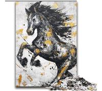 2000 Pieces Jigsaw Puzzle for Adults& Teens Black Golden Horse Help The Brain Exercise Addictive Toys to Cultivate Patience Gift For Birthdays 70x100cm
