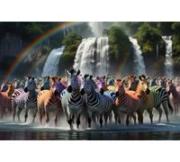 2000 Pieces Jigsaw Puzzle Paper Aldult Puzzle A Herd Of Zebras Under A Rainbow Falls Inheriting The Beauty Of Classics Home Decor Artwork Creative Games Gifts70x100cm