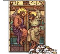 2000 Pieces Jigsaw Puzzles for Adults And Teens Stained Glass Jesus Educational Family Game with Fully Interlocking Randomly Shaped Pieces 70x100cm