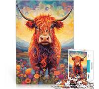 2000 Pieces Jigsaw Puzzles for Adults Floral Highland Cow Analysis and logic 70x100cm Birthday Present, Gifts, Wall Art for 14+